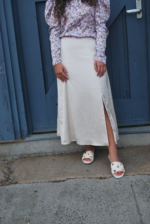 Champagne slit slip skirt