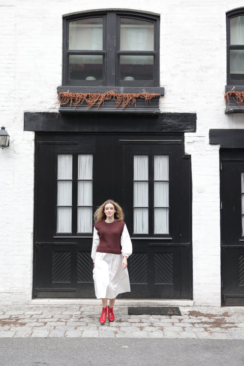 Chocolate brown knit vest dress